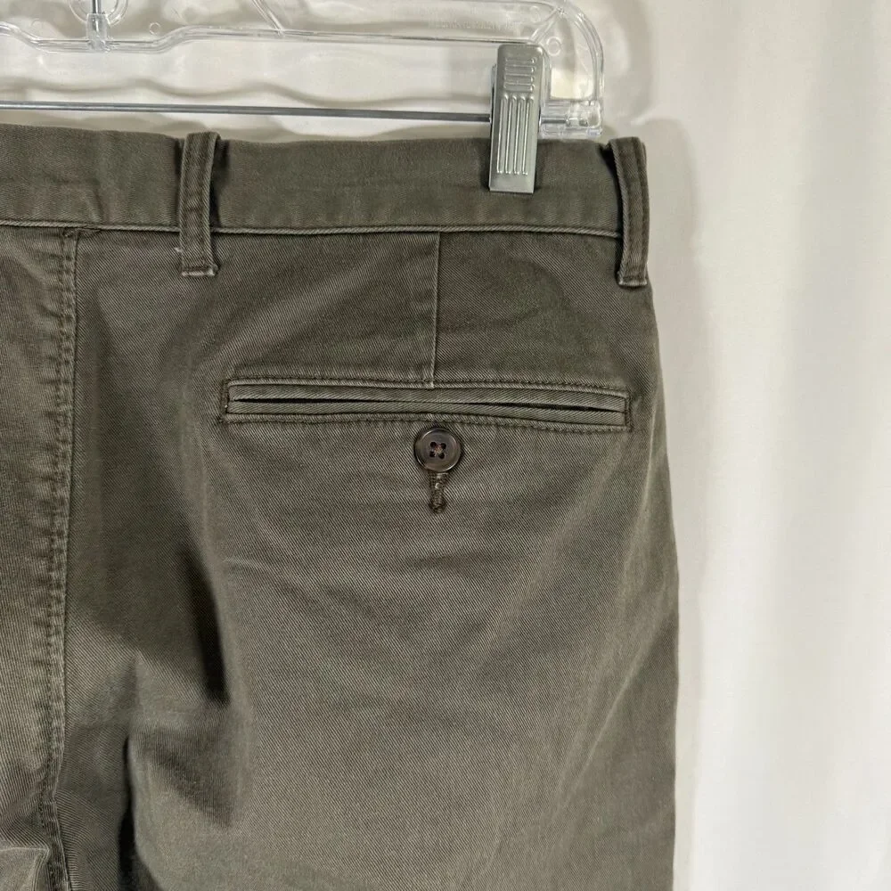 J. Crew Mercantile Pants Men's 31x30 Green Straight Flat Front Flex Cotton Blend